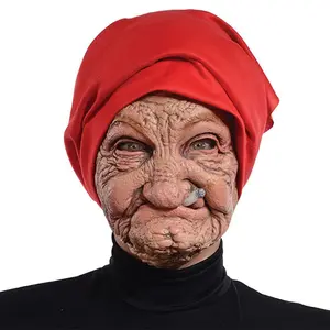 Funny Grandma Plastic Rubber Headgear Mask - Non-Battery Operated Comedy Hat with Realistic Smoking Effect, Durable, Comfortable, Easy to Wear Mixed Color Balaclava, Halloween Party Prop & Face Covering Accessory for Teens 14+ & Adults, Accessories