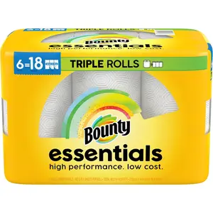 Bounty Essentials Select-A-Size Paper Towels, White, 6 Triple Rolls = 18 Regular Rolls