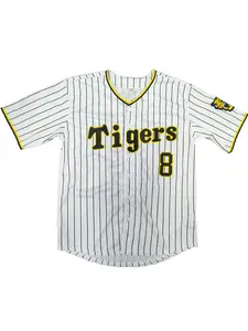 Hanshin Tigers Home Sato 8 Breathable Baseball Jersey, Casual Outdoor Sports Loose Fit Men's Shirt, All Seasons Micro Stretch