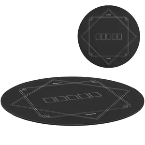 Soozier 24 inch Round Poker Mat, Texas Hold'em Non-Slip Rubber Poker Table Top, Water-Resistant Portable Poker Table Mat with Smooth Surface Carrying Bag, Black