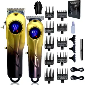 Largner Men's Professional Hair Clipper, Cordless Trimmer Set, Gold Gradient Color, 1200mah Lithium Ion Battery, New Condition, Rechargeable Cordless Clippers, Cordless Hair Clippers