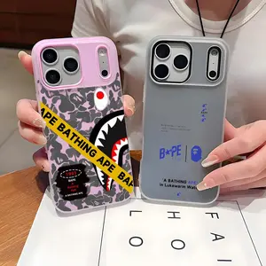Phone Case Slim Clear Jelly Case for iPhone 17/16/15/14/13/12, Soft TPU Shockproof Scratch-Resistant, Transparent Anti-Yellowing Cover, Trendy Colors, Ultra Lightweight for Daily/Travel/Work Use Hot Fashion Brand Pattern B-BAPE