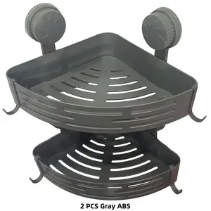 No-Drill Suction Cup Triangular Bathroom Shelf with Hooks, Durable Shower Storage Rack for Tile Walls, Space-Saving Multi-Functional Organizer Bathroom Accessory, Shower Caddy