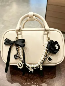 Fashionable Pearl Tassel Bag Decoration Chain, Versatile Bag Charm with Black Bow, Trendy Accessory for Handbags, Cute Purse Charms