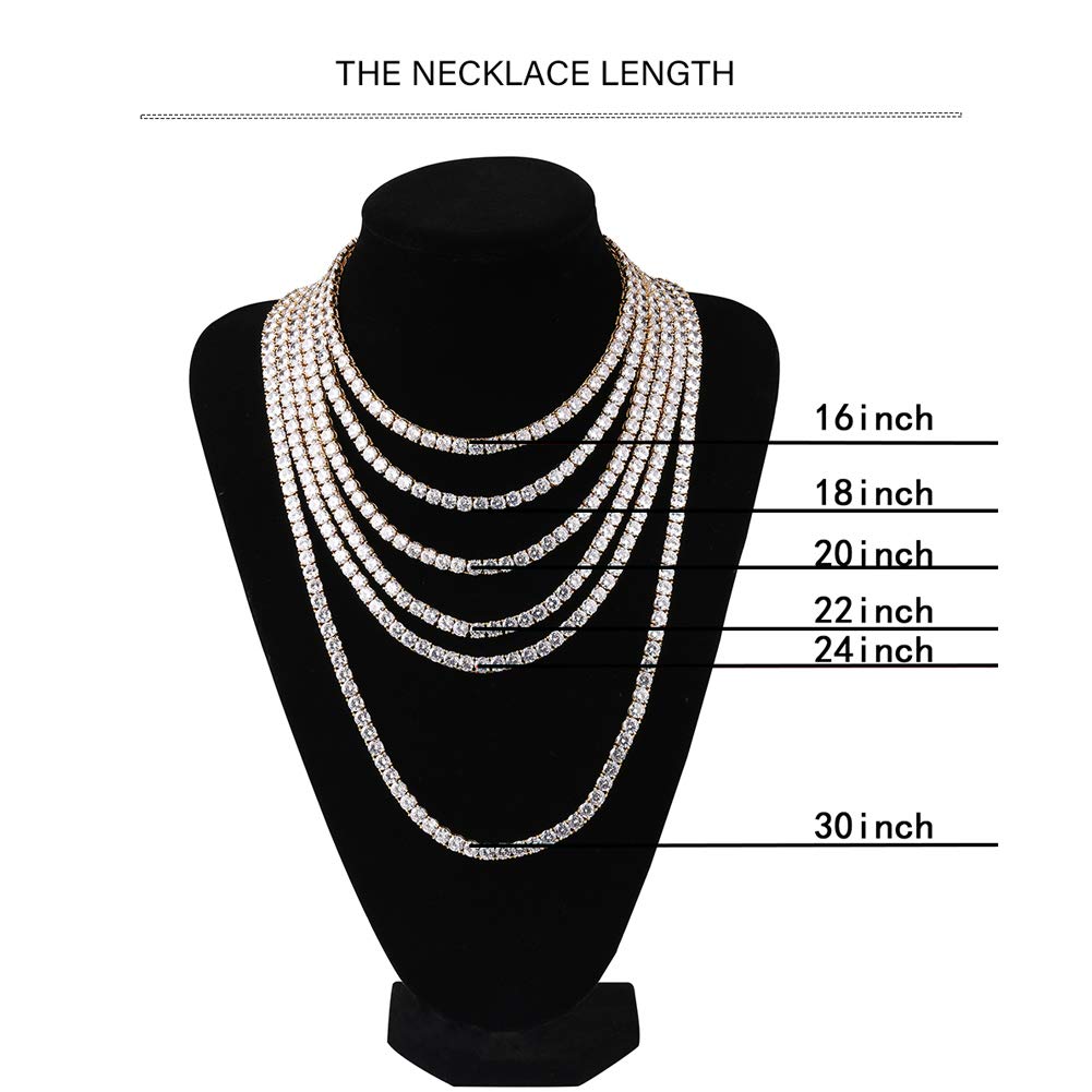 Hip Hop Jewelry 3/4/5/6MM 1 Row Iced Out Tennis Chain Bling CZ Men Diamond Cubic Zirconia Choker Necklace Women Drop Shipping