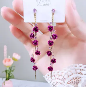 Rose Petal Tassle Earrings, Elegant Jewlery, Gift for Wife, Girlfriend