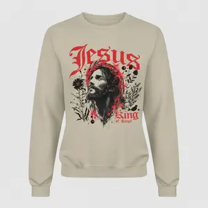 Jesus King of Kings Shirt, Crown of Thorns Christian Sweatshirt, Faith Graphic T-shirt, Spiritual Streetwear Hoodie, Religious T-shirt