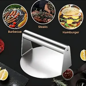 1 stainless steel meat patty press, suitable for making hamburgers, meat patties, pancakes and various barbecues. It is applicable to barbecue, restaurants, home cooking and other occasions. Bbq, Kitchenware