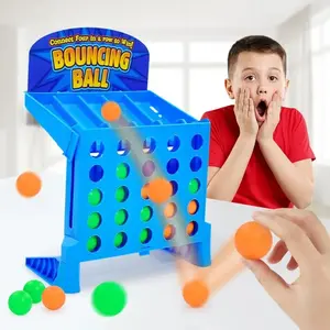 Mini Bouncing Ball Game, Fun 4-Shot Linking Game, Interactive Party Tabletop Game, Educational Creative Toy for Family Travel and Outdoor Play