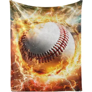 Baseball Throw Blanket - Soft Flannel Sports Lightning Baseball Blankets for Girls Boys Kids Pet Baseball Lovers - Warm Baseball Throw Blankets for All Season Sofa Lap, Chair - 40"x30"