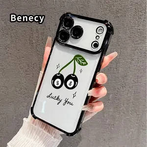Cherry Billiard Luck Pattern Phone Case for iPhone 17 Pro Max 16 15 Plus Air 14 13 12 11 E Electroplated Four-Corner Anti-Fall Protection Cellphone Cover