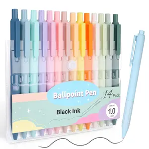 14 Pack Retractable Ballpoint Pens, Black Ink, Medium Point (1.0mm) for School & Office Supplies