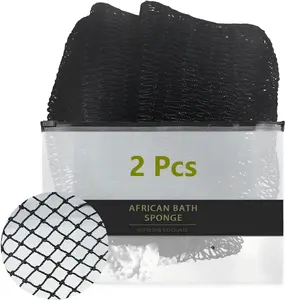2Pcs African Net Sponge Authentic - Exfoliating Back Scrub Bath Sponge with Knots - Afro Scrub Body Scrubber Exfoliator Washcloth - African Body Care Daily Use Shower Essentials