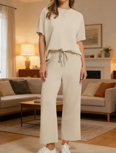 2 Piece Sets for Women Soft Short Sleeve Matching Lounge Set Wide Leg Pants Tracksuit Travel Spring Summe Travel Kitr Outfits Ladies Sportswear Athletic Activewear for Summer