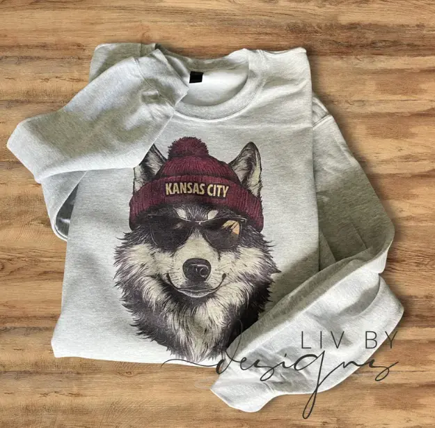 Wolf Sublimated Crewneck Kansas City Sweatshirt, Kansas City Crewneck, Gifts For Kansas City Sweatshirt  Unisex