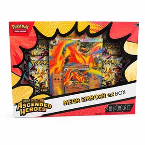 Mega Emboar EX Box - Mega Evolution Ascended Heroes Official TCG Trading Card Box, Authentic Trading Cards