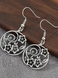 Vintage Copper Silvery Dainty Daisy Earrings, Floral Dangle Earrings, Silvery Flower Earrings, Gift for Her