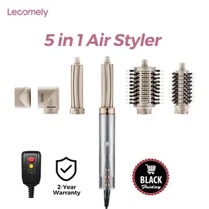 Lecomely 5 in 1 Air Wrap Hair Styler with Automatic Curler, No Heat Damage, Powerful Hair Dryer, Fast Curling Voluminzing Straightener, Flawless Smoothing, Lightweight and Travel Size, AirEdge A3, dealsforyoudays Removable Brush