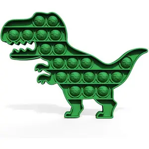 Fidget Toys for Kids, Fidget Poppers Sensory Squeeze Bubble Popping, Silicone Animal Dinosaur Pop It Anxiety Stress Relief Toy for Boys Girls (Green Dinosaur)