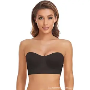 Strapless Bras for Women: Non-Slip Silicone Padded Bandeau Bra, Wireless Tube Top Bra