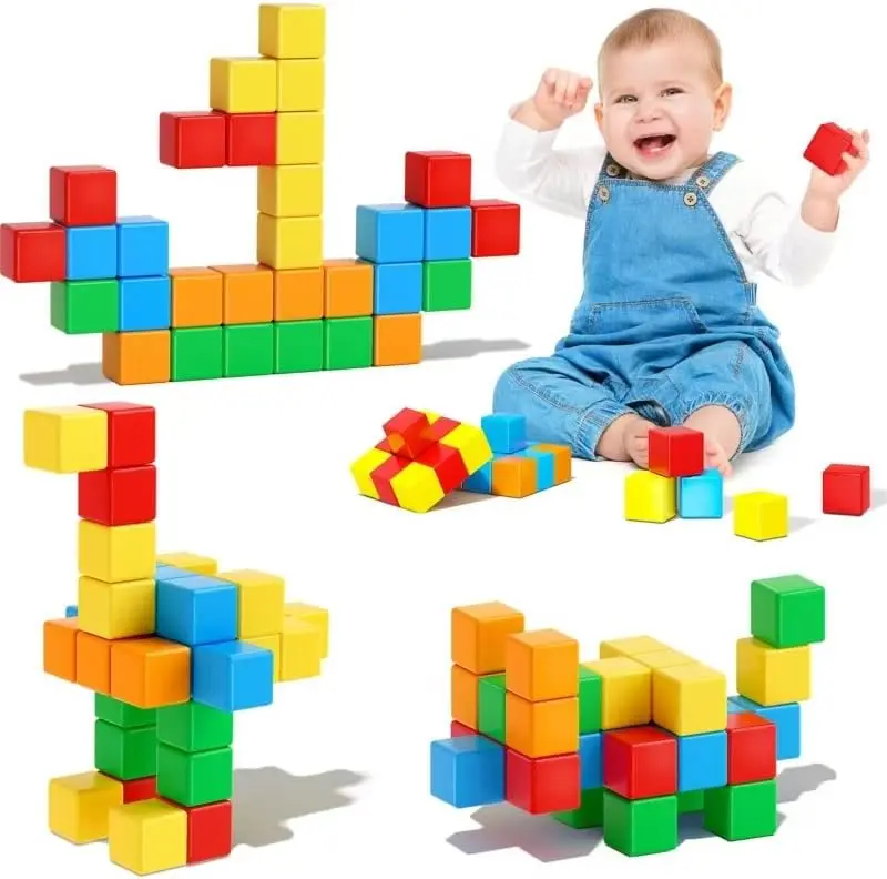 Mother's Day Gift  2026 Magnetic Blocks for Kids Ages 3-5 4-8 Magnetic Building Blocks for Toddlers Magnet Cubes Sensory Creative Learning Toys Gift for Kids 3 4 5 6 7+Year Old Boys Girls Birthday