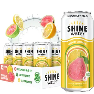 ShineWater Tropical Lemonade Flavored Vitamin Enhanced Water 12 Pack Zero Sugar Low Calorie Plant-Based Electrolyte Drink with Vitamin D & B12