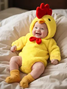 Adorable Chicken Plush Jumpsuit for Babies, Cozy Warm Daily Wear, Comfortable Autumn Winter, Cute Infant Clothing, Baby Girl Clothes, Infant Toddler Clothes, Baby Boy Clothes