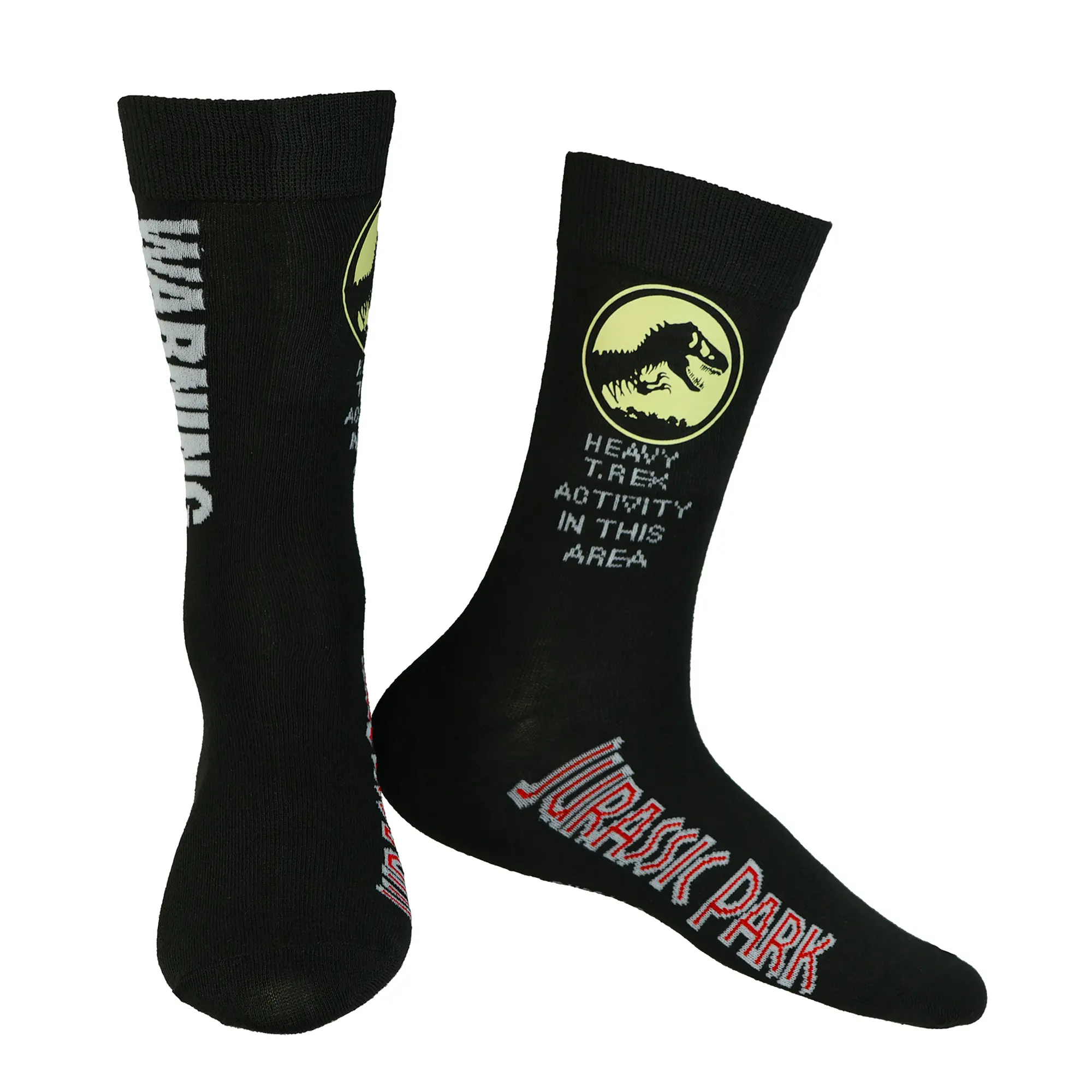 Men's Classic Crew Socks with T-Rex Dinosaur Graphic, Novelty Menswear in Stretch Spandex Fabric, 1 Pair, OSFM, Polyester, Breathable, One Size