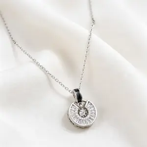 Dainty CZ Circle Pendant Necklace for Women - Sparkly Round Zirconia Pendant, Tarnish-Resistant, Perfect for Everyday Layering - Hypoallergenic, Great Birthday/Anniversary/Mother’s Day Gift for Her, Best Friend, Girlfriend or Mom,Graduation Gifts