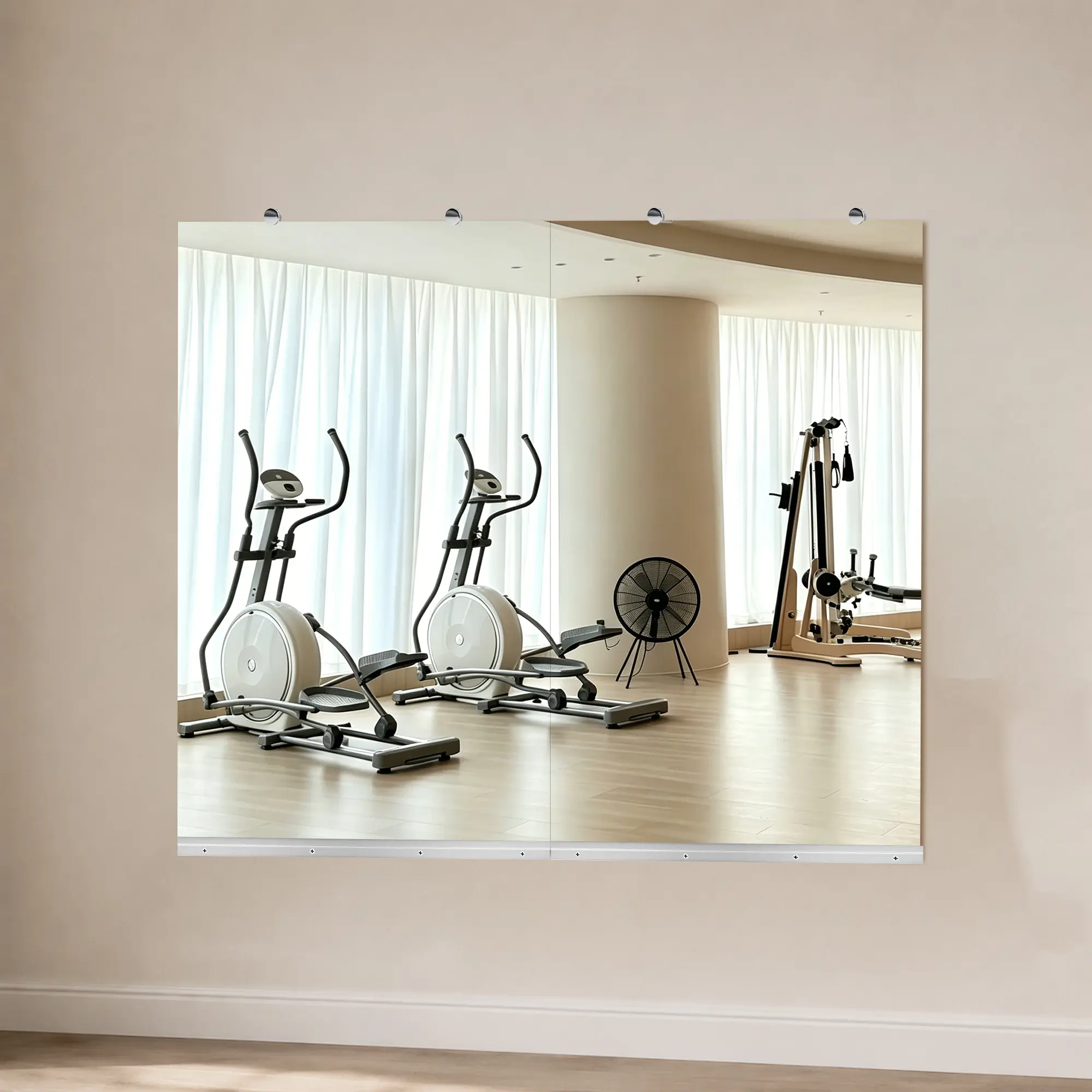 OPUL Home Gym Mirror 30"x48" INCH 2PCS, Large Full Length Wall Mounted Mirrors, Frameless Tempered Glass Full Body Mirror for Workout, Gym, Yoga Room, Dance Studio, Garage, Bedroom & Bathroom