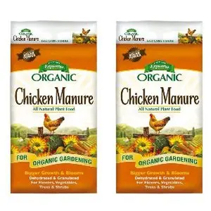 Espoma Organic Chicken Manure 25 lb. Bag. All Natural & Organic Fertilizer for All Flowers, Vegetables, Trees, and Shrubs. for Organic Gardening - 2 Pack