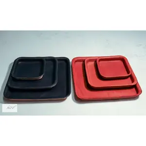 Square Molded Leather Tray