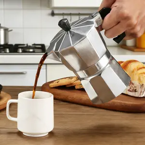 Stovetop Espresso Maker Moka Pot, Stovetop Espresso Maker for Italian and Cuban Café Brewing, Greca Coffee Maker Brewer Percolator, 6 Espresso Cups, Perfect for Rich Aromatic Espresso, Cafeteras, Durable