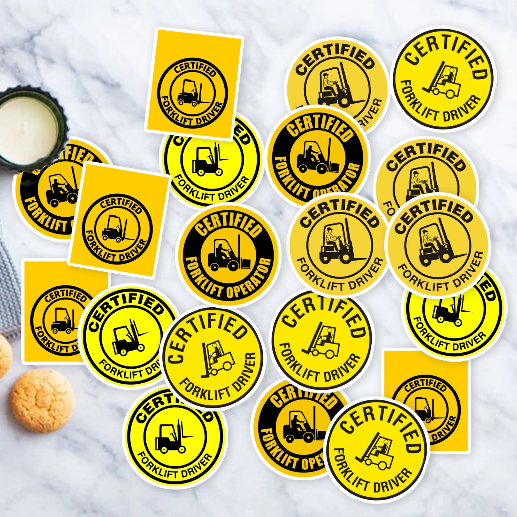 Stickers Pack 20 Pcs Certified Colorful Vinyl Forklift Laptop Water Skateboard Driver Luggage Car Waterproof Bumper Bottle Bike Aesthetic Guitar