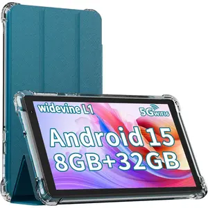 Compact 7-Inch LCD Android Kids Tablet, 1.6 GHz Quad-Core CPU, 8GB RAM, 32GB ROM, 1TB Expandable Storage, 5MP Camera, 3000mAh Battery, 5G WiFi, 15 Preloaded Games, Durable Blue Case