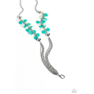 Shell Sensation - Green Disc Silver Lanyard Necklace - Paparazzi