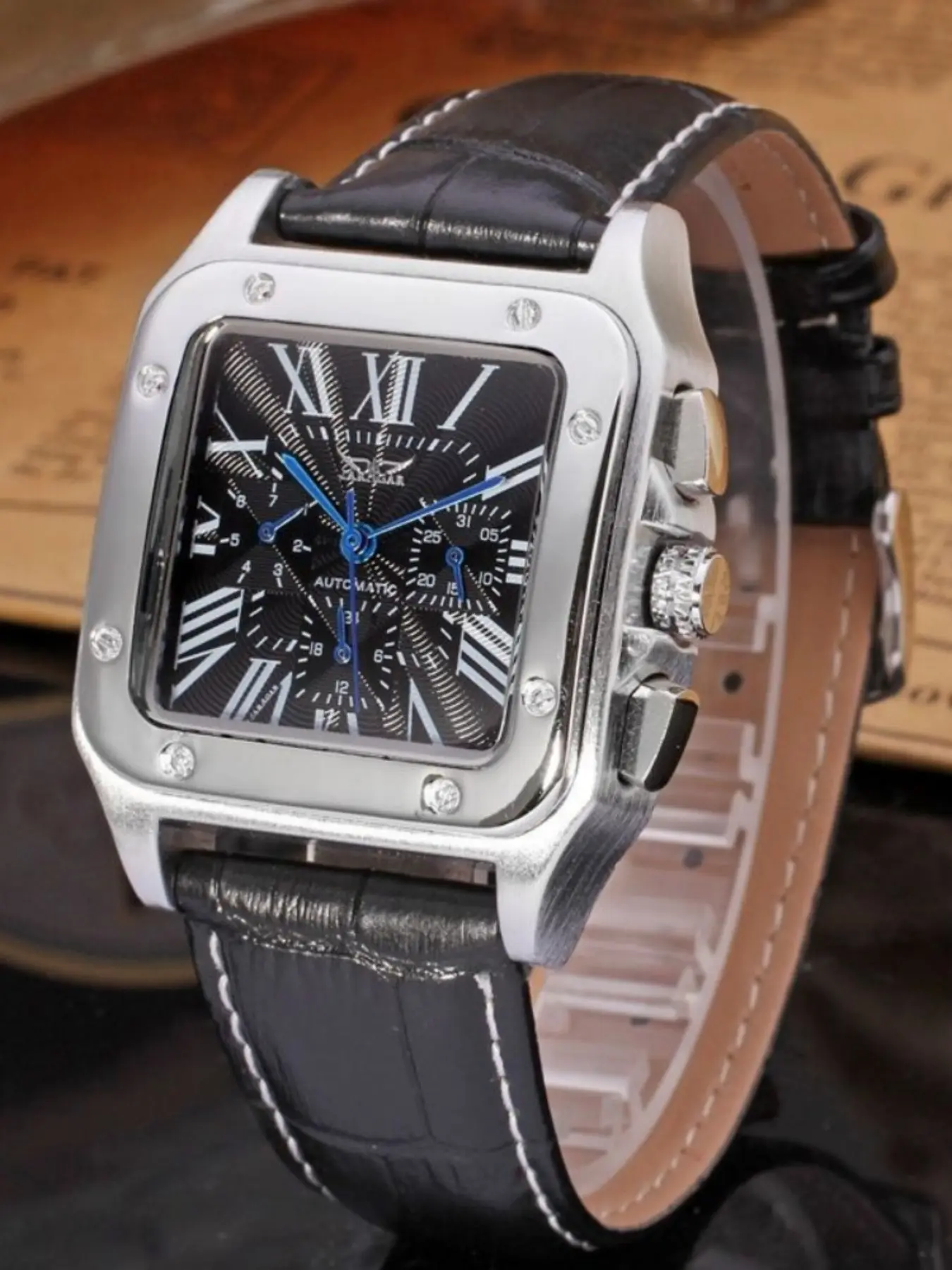 Top Luxury Santos Tank Square Automatic Mechanical Watch Men, Fashion Business Casual Versatile Cool Design, Perfect Gift for Him