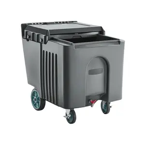 Summervibes VEVOR Commercial Ice Bin, 125 lbs Portable Ice Caddy, 31.5x 22.8x 29 inch Insulated Ice Carrier with 4 Wheels and Flip Lid, Large Ice Bin for Catering, Kitchens, Bistros, Restaurants, and Bars
