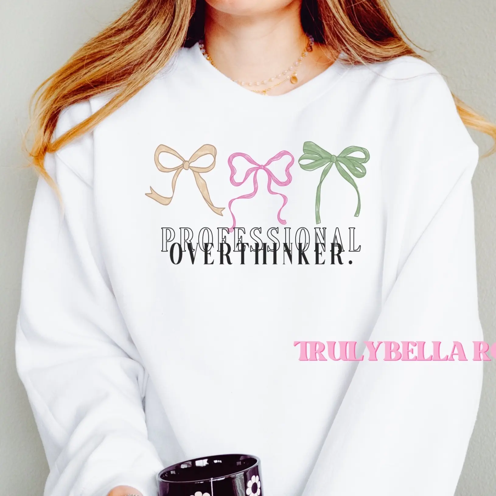 Professional overthinker coquette sweatshirt, Gildan sweatshirt