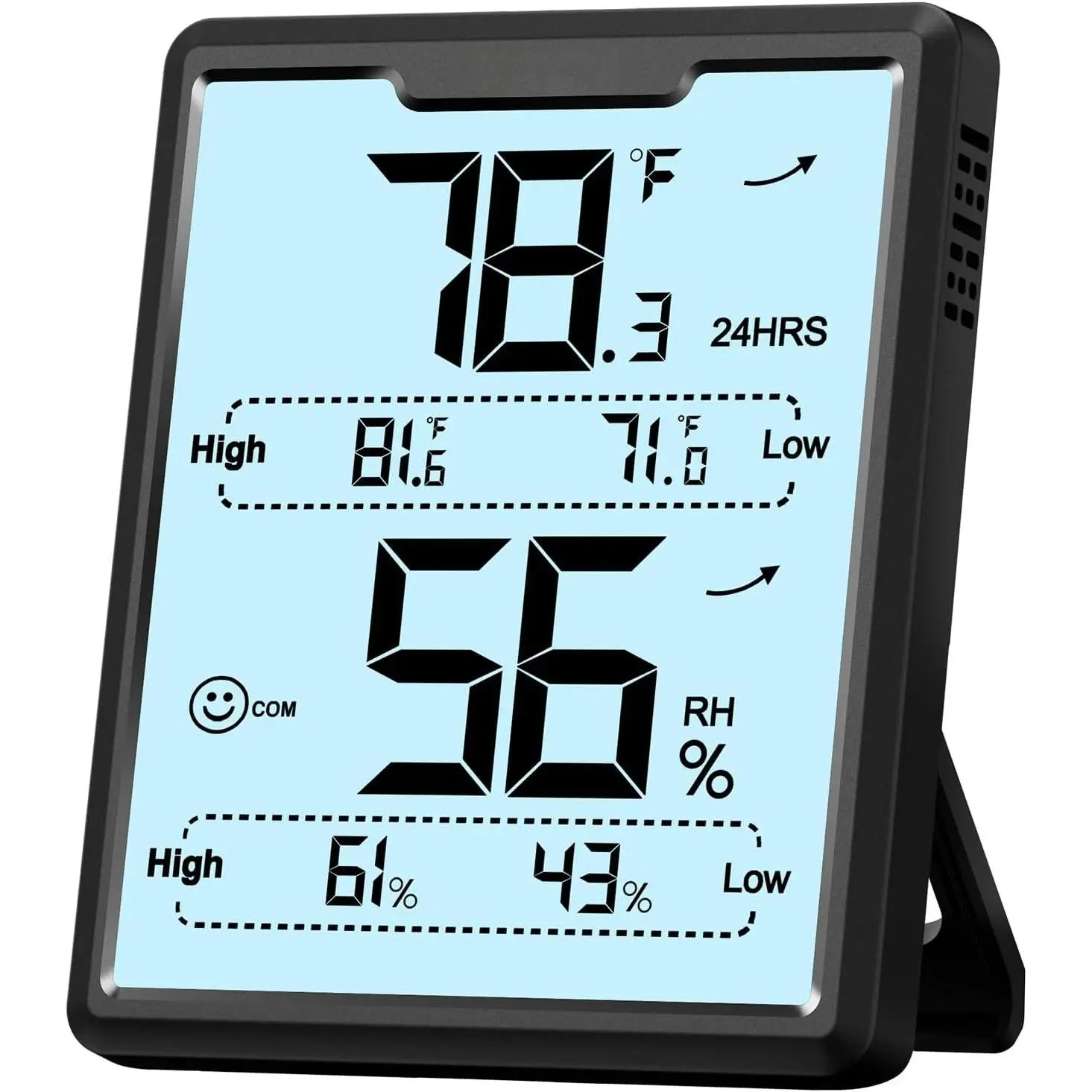 Digital Hygrometer Room Thermometer Indoor, Humidity Meter with Large LCD Display, Backlight Temperature Humidity  with Max Min Records, Black