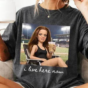 [Sale up to 50%] [Free Ship] Funny Doll I Live Here Now Comfort Color T-Shirt, Doll Meme Shirt, Barbie Style Smoking Shirt, Cute Doll Meme Graphic