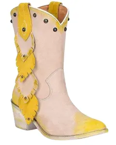 Circle G Women's Painted Leaf Studded Western Boot Snip Toe - Q0225