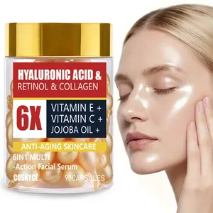 Cosnyce Six-In-One Facial Essence, Hyaluronic Acid Retinol Skincare, Multi-Effect Face Serum for Youthful Skin