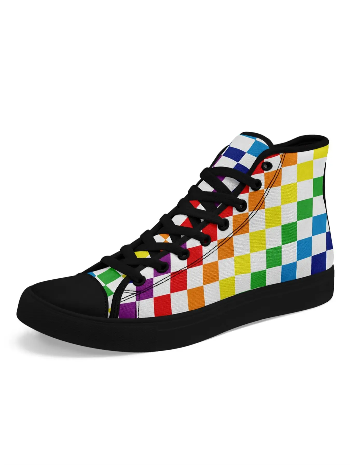 Men's Rainbow Colorful Pixel Pattern Sneakers, Unisex Casual Comfortable Soft Sole Sports Running Shoes for Daily Wear, Perfect Festive Gift for All Seasons