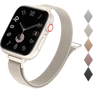 WBA-107-XLL Slim Milanese Loop Compatible with Apple Watch Band for women 40mm 41mm 38mm 42mm 44mm 45mm 46mm, Stainless Steel Magnetic Mesh Strap work on iWatch Series10 9 8 7 6 5 4 3 2 1 SE
