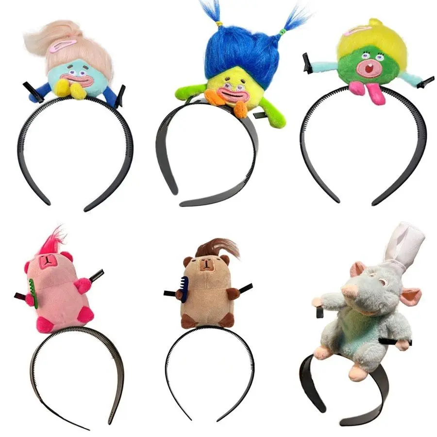 Cute Funky Felt Craft Paper Ratatouille Mouse Head Plush Round Hair Hoop - Universal Size, Female Makeup Headdress Hairpin, Halloween Decor, Gift for Girlfriend Capybara Themed Accessory