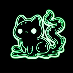 Holographic Glow-in-the-Dark Cat Sticker Waterproof for Laptops Journals & Water Bottles 3x3 Inches Easy Application Compact Design