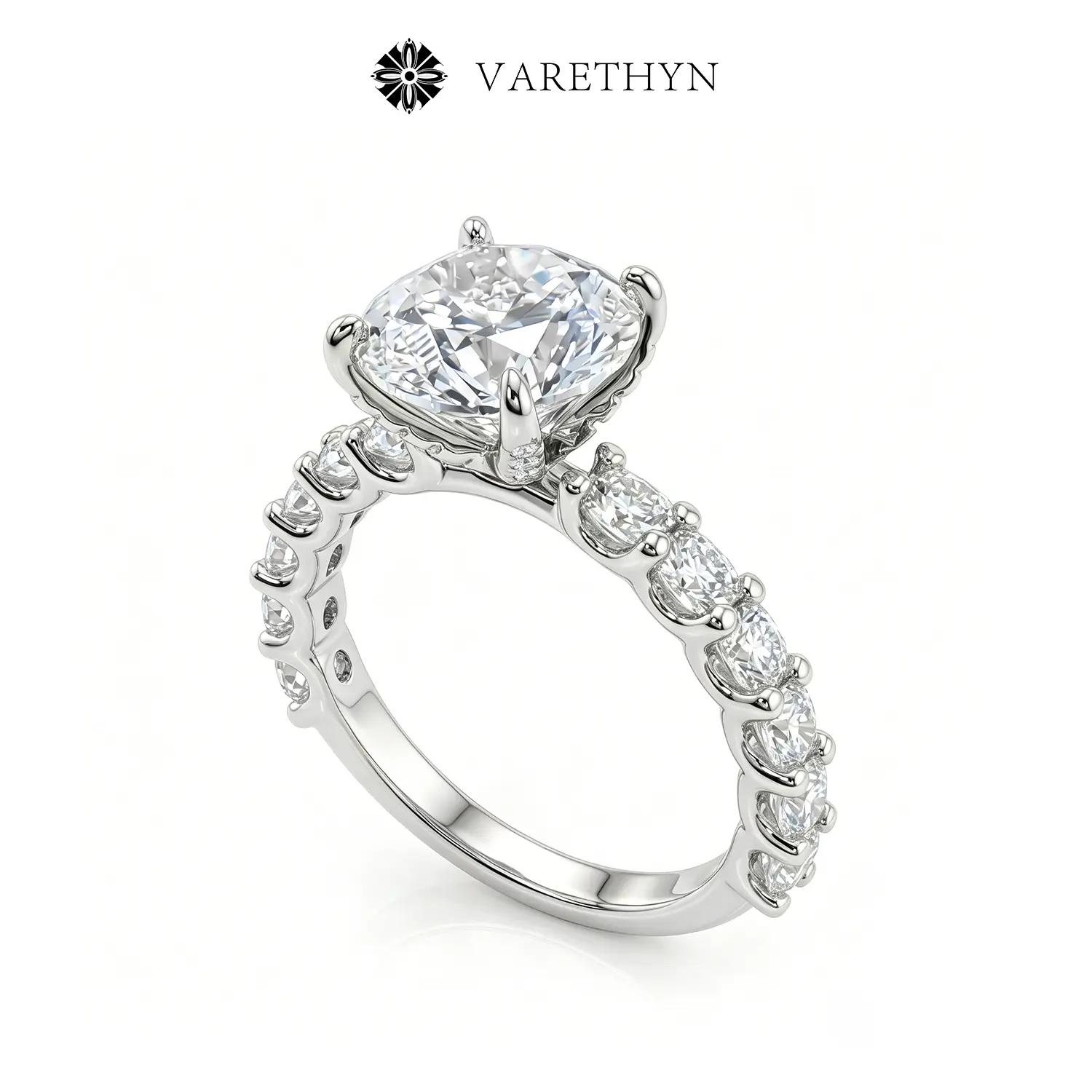 VARETHYN Women's 14K Gold Plated Round Cut Halo Diamond Bubble Cluster Ring, Approx. 3ct Halo Diamonds, Stackable Everyday Wear Female Jewelry C2