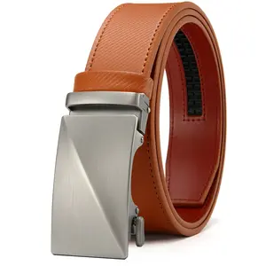Men’s leather automatic buckle belt featuring a geometric-cut automatic buckle head; a long-lasting, versatile dress belt ideal for work, everyday outings, and special occasions—an ideal gift for Valentine’s Day and Father’s Day.