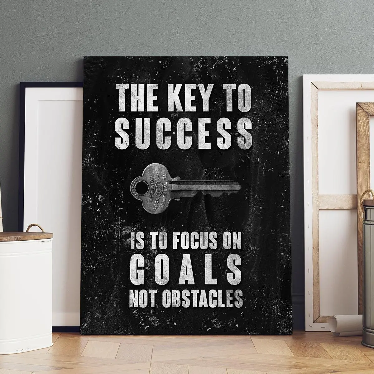The Key To Success Themed Canvas Painting with Frame, Modern Artwork for Home Living Room Bedroom Office Decor, Ideal Gift, Poster, Wooden Wall Art